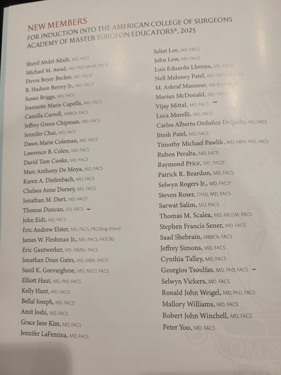 Academy of Master Surgeon Educators ceremony this evening with at least 4 <a href="/ICSUSS/">International College of Surgeons - US Section</a> fellows being newly inducted into this prestigious organization: Drs Thomas Duncan, Vijay Mittal, Raymond Price and Georgios Tsoulfas