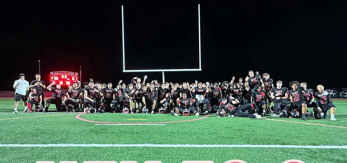 We move to 4-0 with a 50-0 win over  Egg Harbor 🔴⚪️⚫️

💥 Dillon Haddock Pick 6 &amp; Rush TD
💥 Defense 2nd shutout of the season
💥 Josh Greenberg 3 Total TD’s
💥 Trevor Levin &amp; Kyle Fisher Rec TD
💥 Jaden Green &amp; Tymir Gayle Rush TD’s 
💪🏻 Domiannt OL &amp; DL 
#TheNewStandard #FACTS
