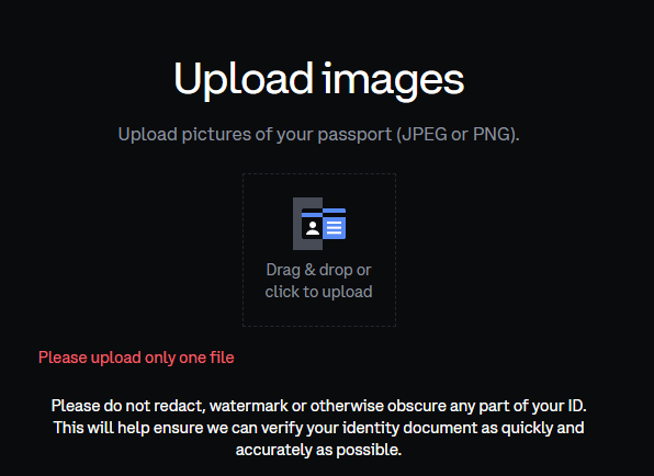 vbagu's tweet photo. @CoinbaseSupport @coinbase
signing up on Coinbase the https://t.co/oAjTJ86jqc tells me to try again after failing till it just blocks me for 24 hours. The instruction says upload pictures (plural), you drag &amp; drop two photos and it shows an error "Upload only one file".  WHY? https://t.co/b6CgVOgs6D