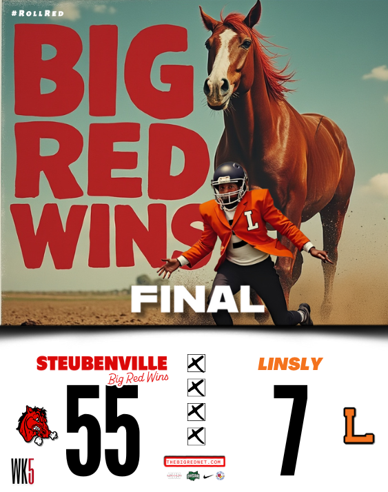 Final from West Liberty: 🏈
Steubenville Big Red 55, Linsly 7.