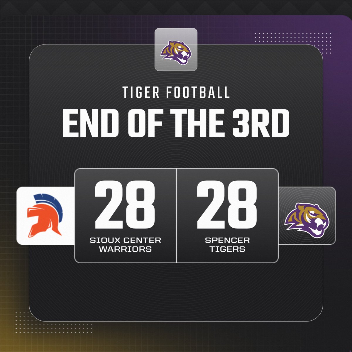 Score at the End of 3. Let's go Tigers! #TigerPride