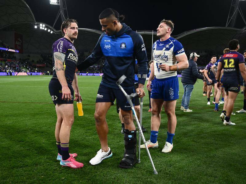 BREAKING - Dogs captain Stephen Crichton officially ruled out of tomorrow’s semi-final V Panthers.

The skipper tried to prove his fitness last night… but he doesn’t have the strength he needs in his injured ankle

<a href="/NRLonNine/">NRL on Nine</a> <a href="/9NewsSyd/">9News Sydney</a> #9News