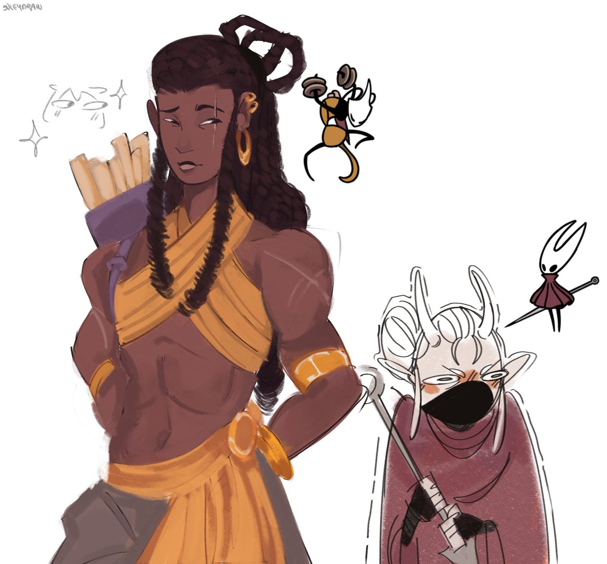 Pretty girl and Hornet  
#Silksong #silksongfanart #gijinka #shakra