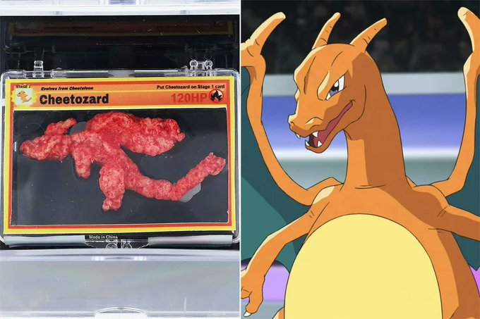 dash_devs's tweet image. Is this not funny af 🤣

Someone spent $88,000 to own &apos;Cheetozard,&apos; a viral Cheeto shaped like Charizard from Pokémon

Is this the $88,000 cheetozard?

Crazy with the pokemon meta.

reddit.com/r/entertainmen…