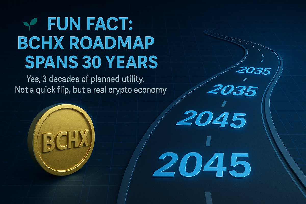 BCHXofficial's tweet photo. 🌱 Fun fact: BCHX roadmap spans 30 years.
Yes, 3 decades of planned utility.

Not a quick flip, but a real crypto economy.

📄 Learn → https://t.co/xFKT0OQrlS

#BCHX #XRP #XRPL #Crypto #community https://t.co/MhDtUAQLDv
