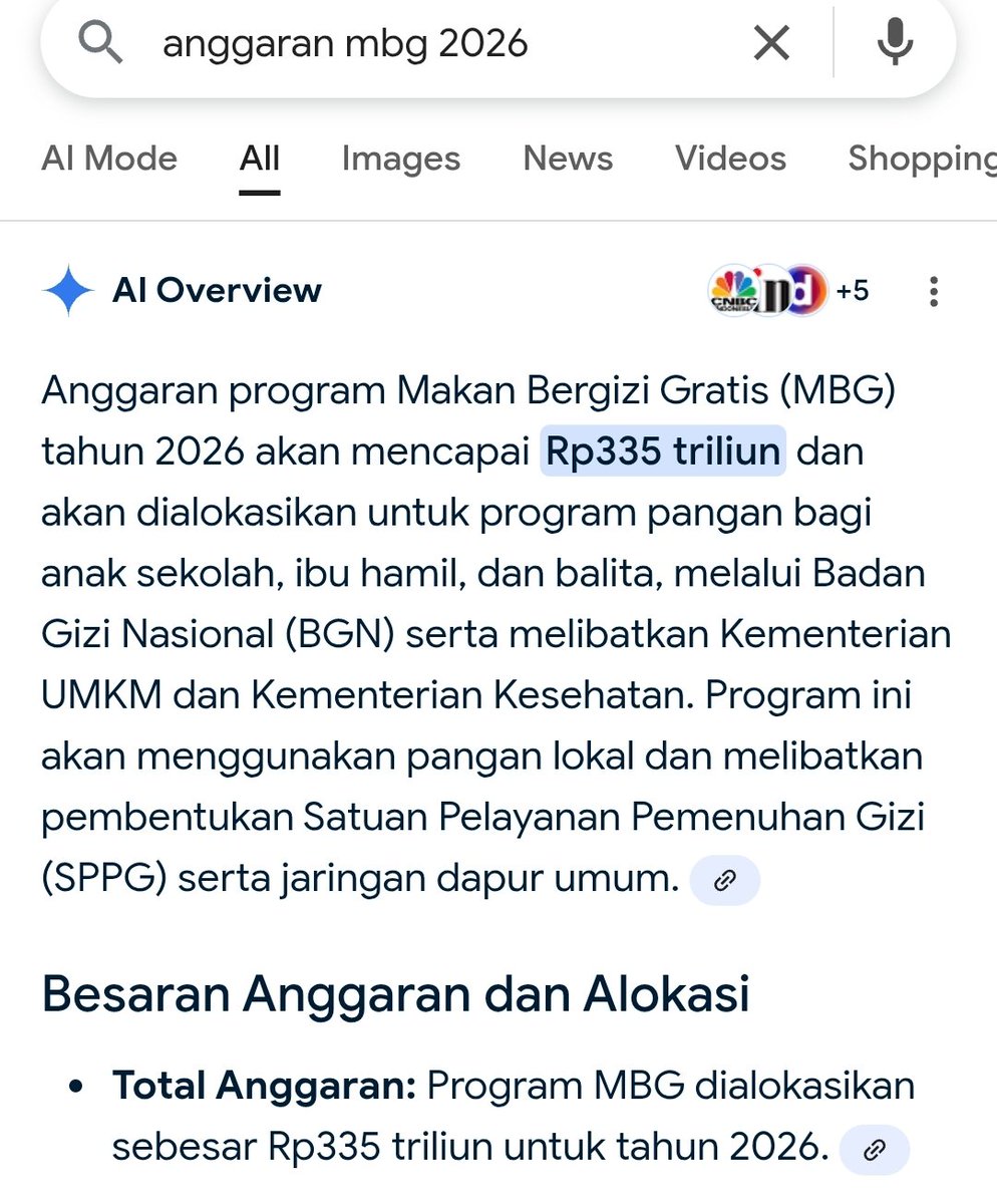 KLARIFIKASI SKANDAL MEGAKORUPSI MBG

Sori gw ngaku keliru data 😅. Ternyata MBG bukan Rp 24 T per bulan, melainkan Rp 28 T per bulan.

335 / 12 ≈ 28. Untuk mengadakan ribuan ton objek berbau, berlendir, berbelatung, dan mengandung babi untuk konsumsi harian 20 juta anak sekolah.