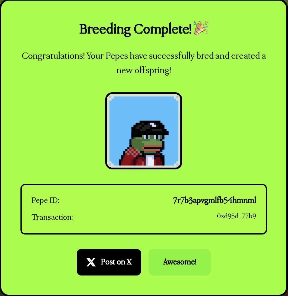 🎉 Just bred a new Pepe! ID: 7r7b3apvgmlfb54hmnml #SmolPepe $SMOL 
zz