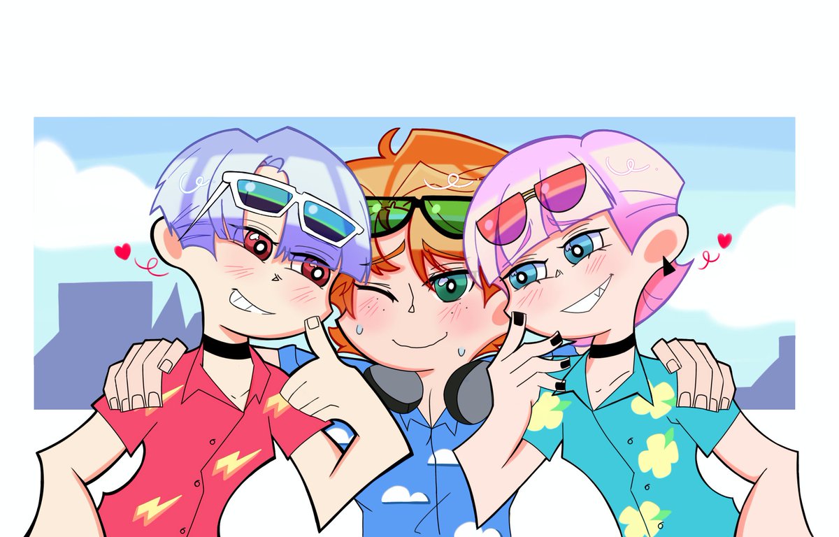 BOsomatsu's tweet photo. I draw my little angels 
💙🧡🩷
#PantyAndStocking #PantyAndStockingSeason2 #polyester #polyurethane #fanart #NewPSG #animeart https://t.co/V81nEOG2Bp