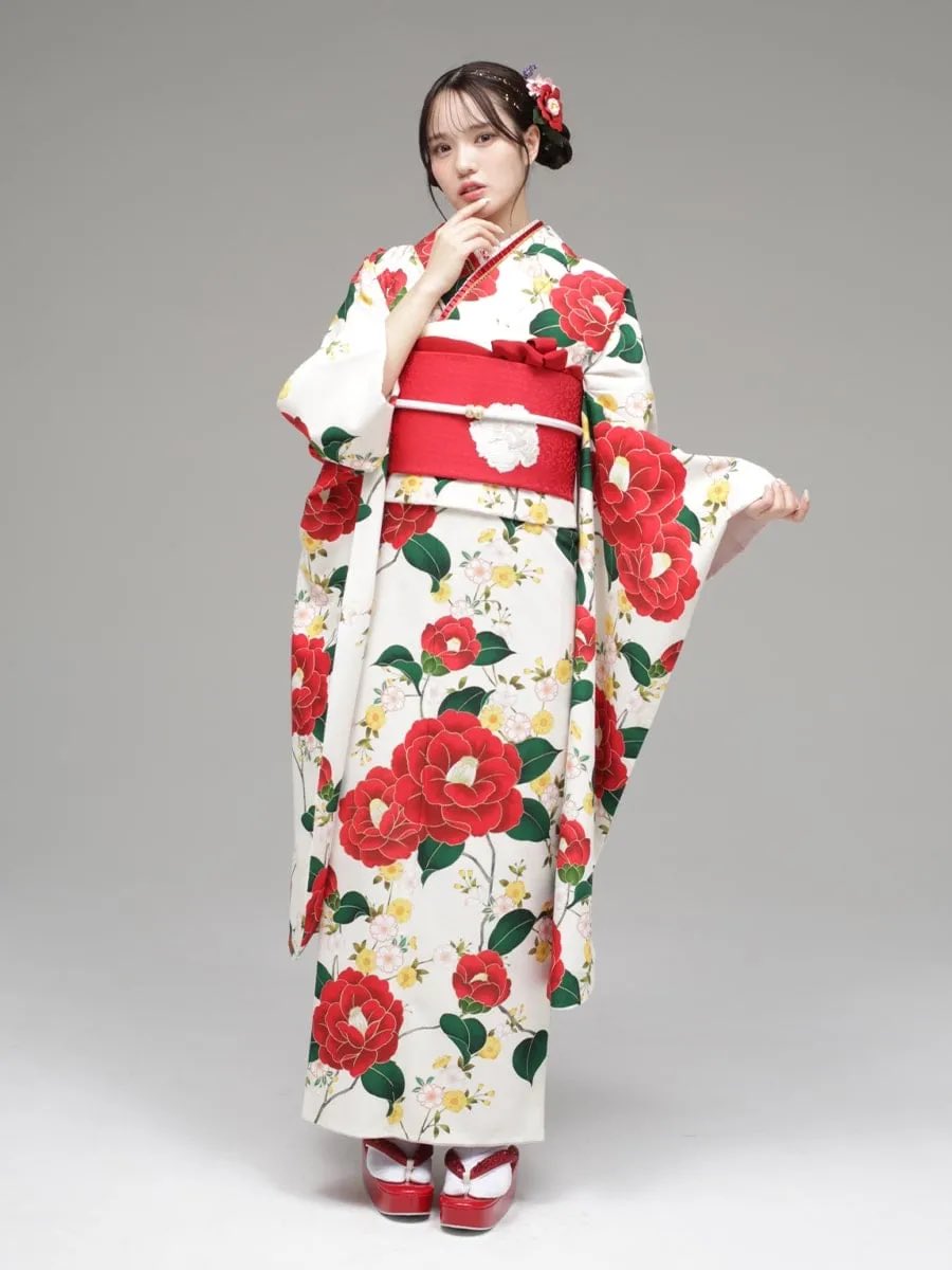 ふりふ 振り袖 楽天市場】【振袖 レンタル】 結婚式 結納R1566 正絹 紅色に朱と