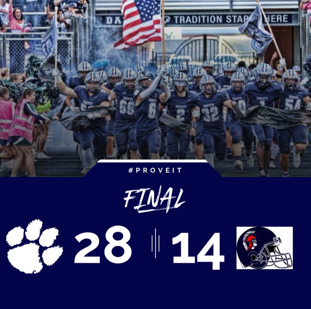 Week 4 Win✅

Dakota - 28

Stevenson - 14

We improve to 4-0 Overall and 2-0 in the Mac Red!

Next: We travel to our rival Chippewa Valley on Friday, September 26th @ 7pm!
