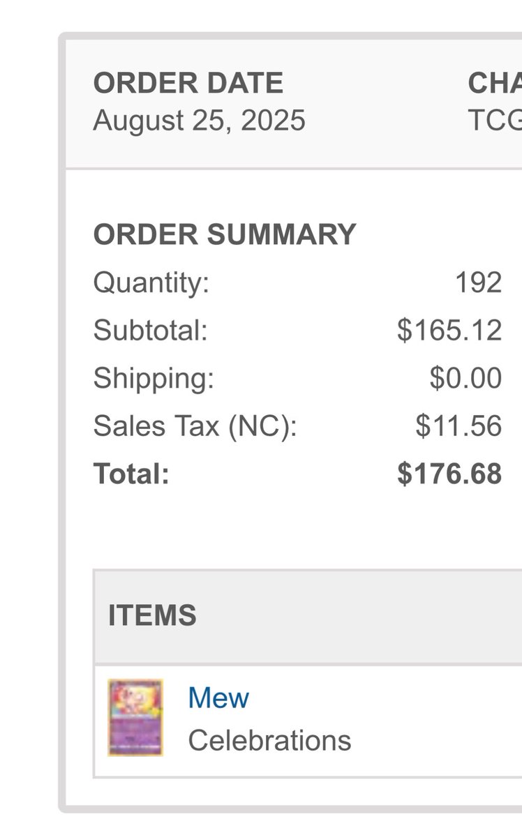 MattsCardsStore's tweet photo. I bought 500 Pokemon Celebrations Mews on TCGP, Comc, and eBay causing the price to jump from 75 cents to $7.75 in less than a week.  AMA. https://t.co/5iAENvnJQ4