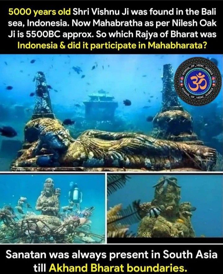 “Vishnu Temple found underwater near Bali … 5000+ years old … many sculptures found under the sea water there”