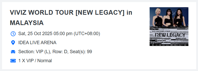 hafizadam's tweet photo. [Want to Scam]
VIP (L) Row D x1

Lelongan rahmah. Reply apa sahaja harga anda mahu bayar dan saya akan pick randomly 1 week before concert.

Reason lelong: Going for #TWICEinKL 

Rules:
Follow @hafizadam supaya saya boleh DM
RT supaya orang lain pun boleh join. Bosan muka sama.

#VIVIZinKL #VIVIZinMY #NEW_LEGACY_IN_MY