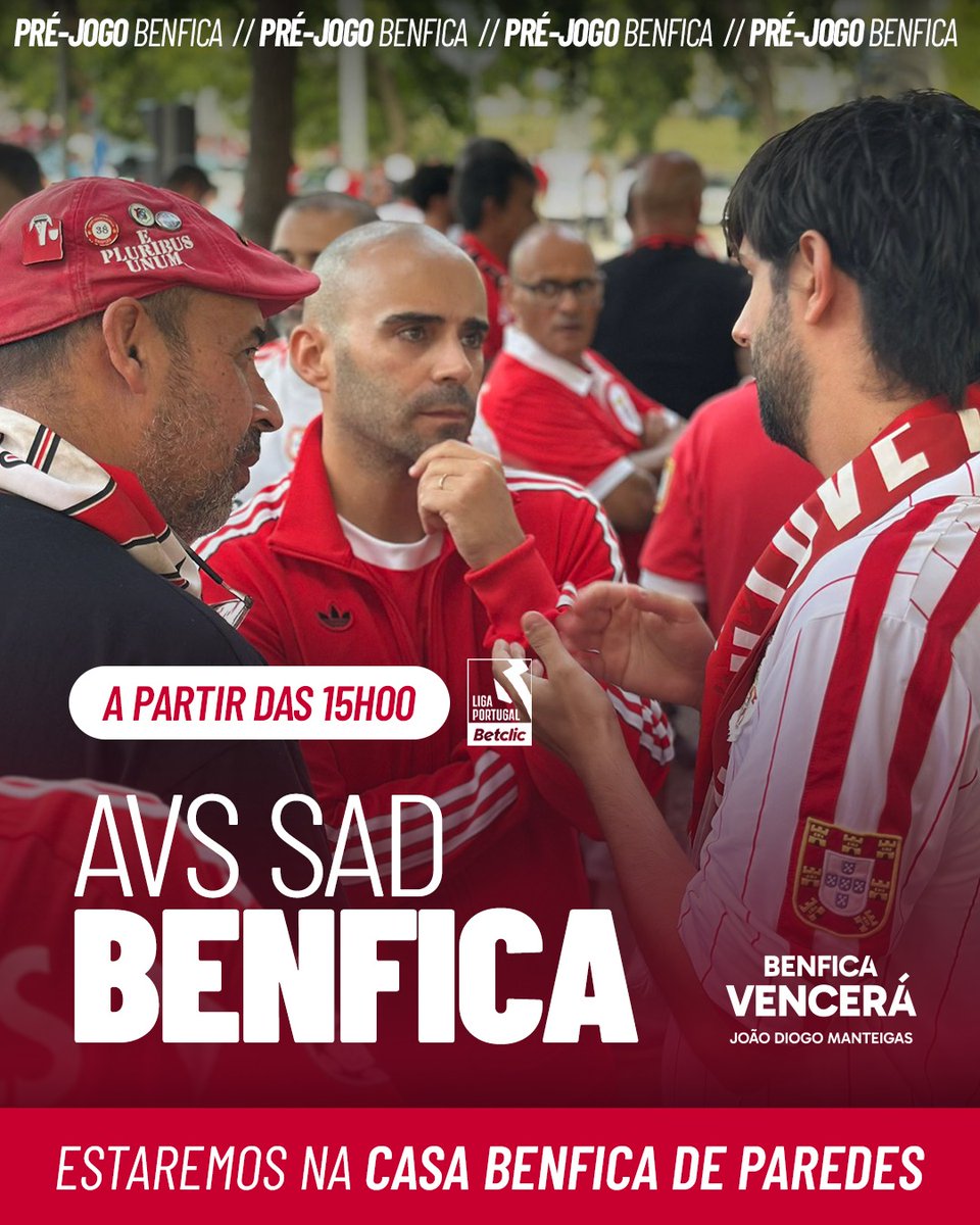 BenficaVencera's tweet image. Vamos com tudo para voltar às vitórias!
Se estás perto da Casa Benfica de Paredes, vem debater o Benfica a partir das 15h.
#BenficaVencerá #JoãoDiogoManteigas
