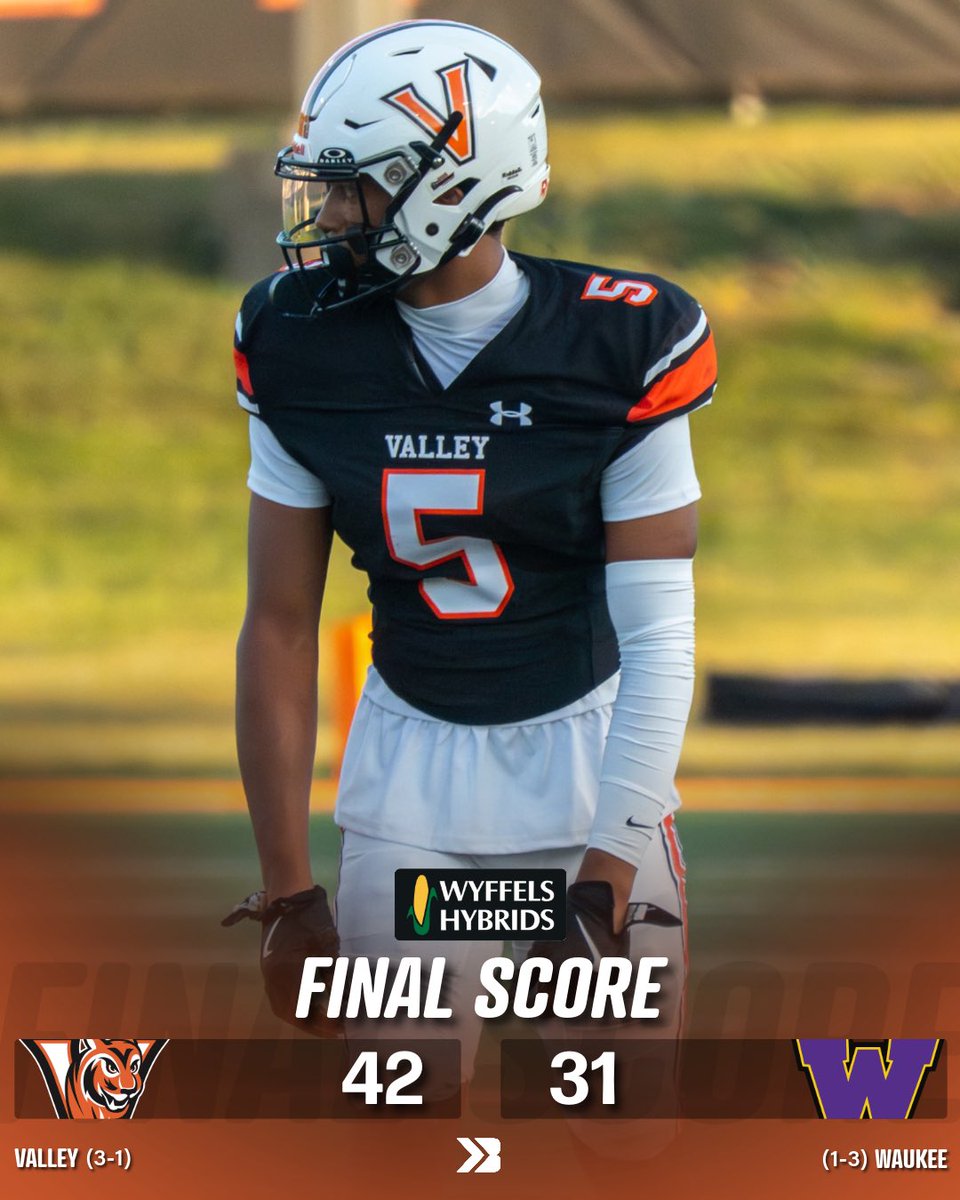 Bound Iowa (@bound_ia) on Twitter photo Valley moves to 3-1 with a great road win over Waukee 🐅
Offensive show for the Tigers fending off a never quitting Waukee.
#iahsfb Luke Patton Valley moves to 3-1 with a great road win over Waukee 🐅
Offensive show for the Tigers fending off a never quitting Waukee.
#iahsfb Luke Patton