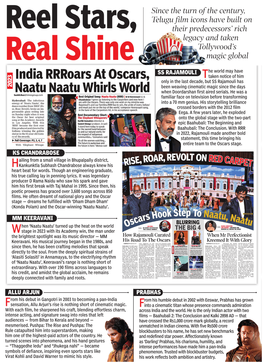 TOIHyderabad's tweet photo. #25yearsofTOIHyd
Since the turn of the century, Telugu film icons have built on their predecessors’ rich legacy and taken Tollywood’s magic global
#Tollywood #Oscars #TimesofIndia #TOIHyderabad https://t.co/HNY5pShQWB