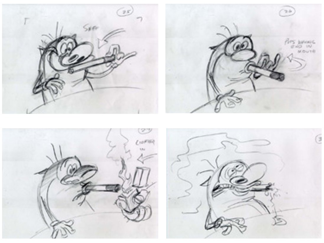 radiodormouse's tweet image. Stimpy smoking layouts by Jim Smith (2002), from Ren &amp;amp; Stimpy: Adult Party Cartoon. #animation #RenAndStimpy
