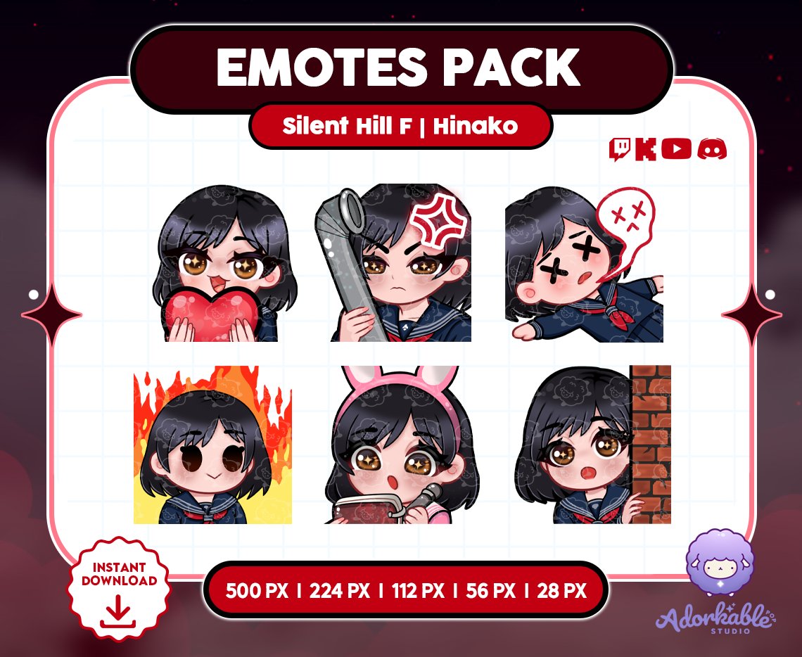 AdorkablePop's tweet photo. Silent Hill F, Hinako emotes pack! ♥
Available:
https://t.co/Y1ZEMRRQ8k https://t.co/fM5OeWZ3mo