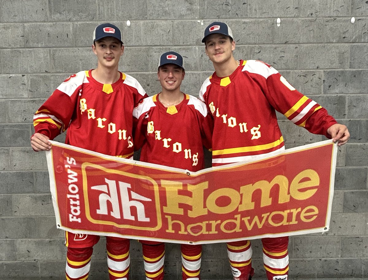 HanoverBarons's tweet photo. โญ๏ธ Tonightโs Hanover Barons 3 Stars of the Game Sponsored by @floradalefeed & @FarlowsHH โญ๏ธ
โญ๏ธโญ๏ธโญ๏ธ W. BIRKETT (1G, 2A)
โญ๏ธโญ๏ธ T. BIRKETT (1ST PJHL G, 1A)
โญ๏ธ MCCAREY (1G, 1A)
#RollBarons https://t.co/hhzBHd2OkX