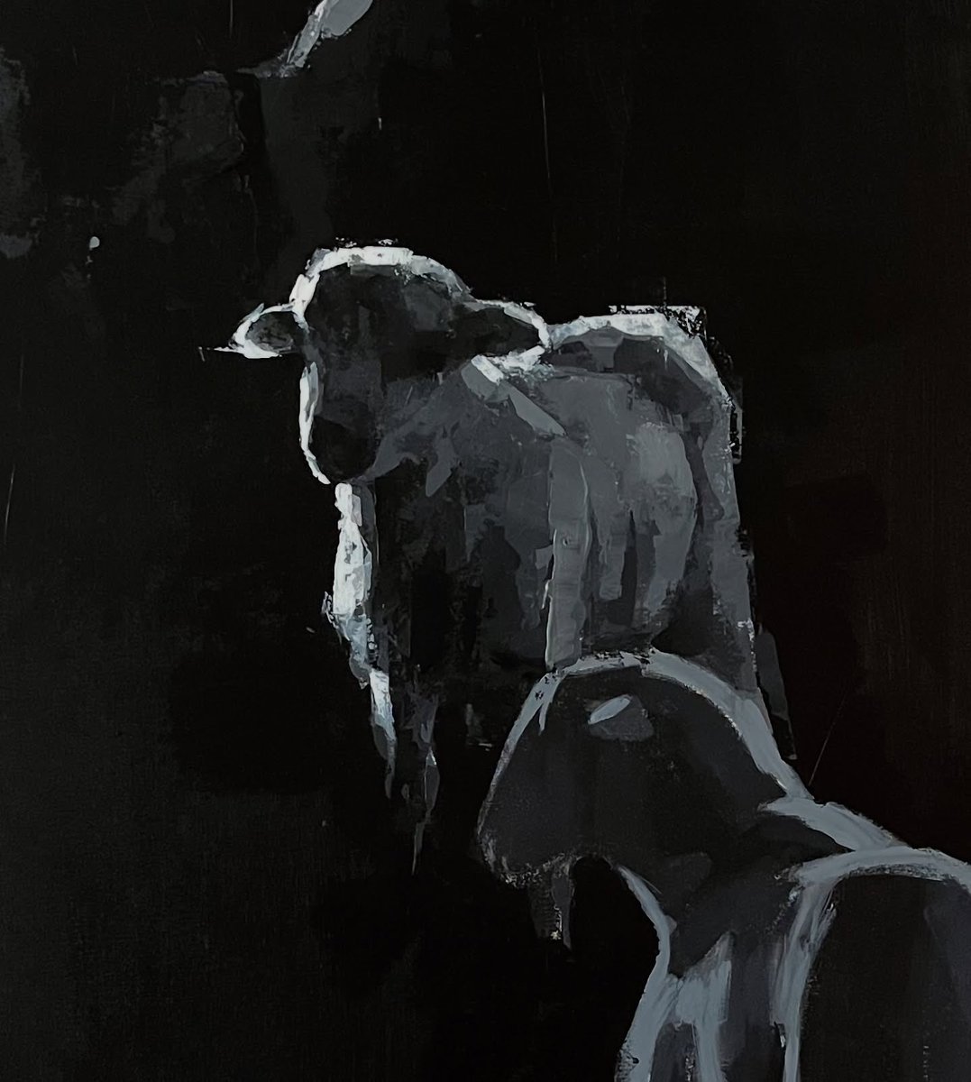 Haitzdediego's tweet image. Commissioned lamb painting in progress... spatula time 🔪💪

#contemporyart #lamb #animal #art #acrylic