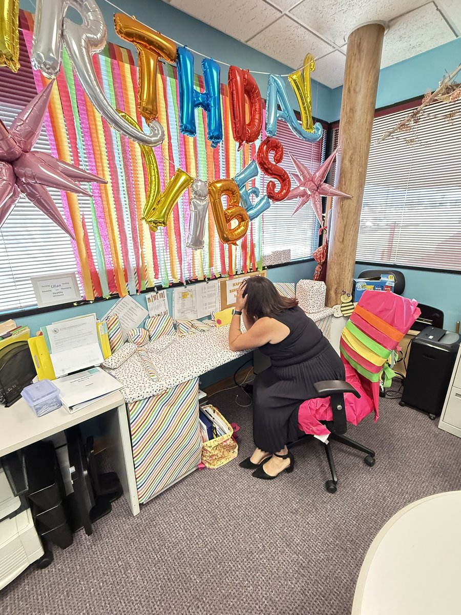 MTapia_CI's tweet image. 🎉🎂 We couldn’t let our sweet Dyslexia Specialist Lily’s birthday go unwrapped… so she literally found everything wrapped! 🎁😂 She deserves all the surprises today (even the ones that make it hard to find her stapler and phone)! @LMares_CI 💐💜 #TeamSISD #SPEDStrong #ALLIN