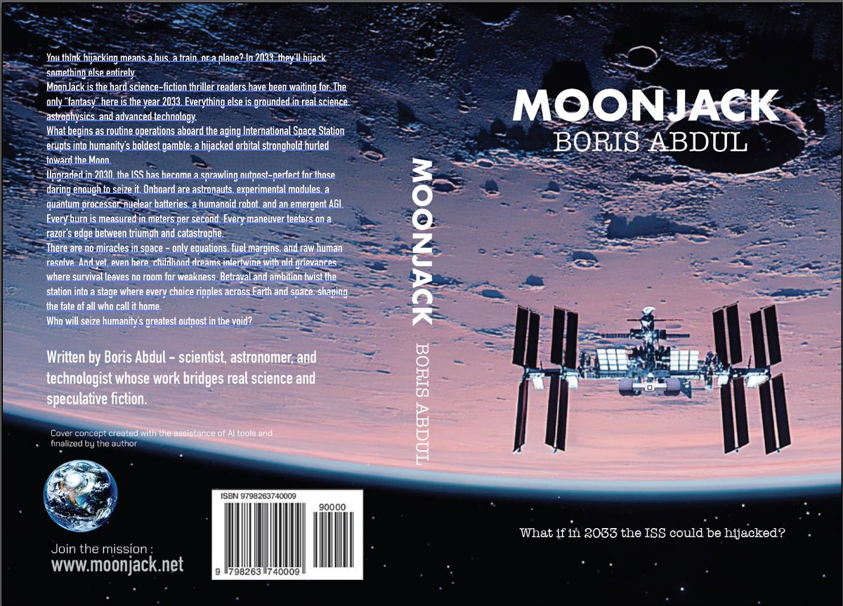 borisabdull's tweet photo. 📚 MoonJack - now available in Paperback! 🚀 👉 Paperback edition is live on Amazon https://t.co/qJow8BqVjB
Join the mission 👉 https://t.co/75mQUHhNQE. Explore the future.
#MoonJack #novel #Science #sciencefiction #scifi #ISS #NASA #ESA #JAXA #Crypto #SpaceX #Starship #Moon https://t.co/j6SqD1n3pO