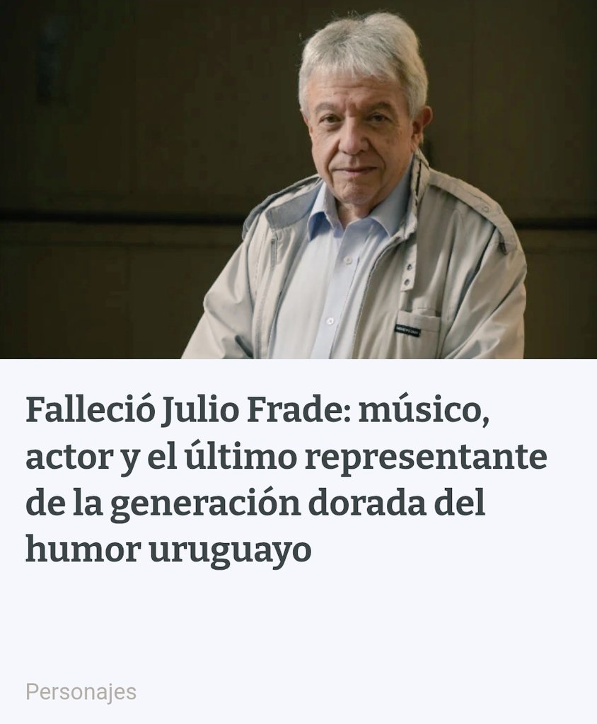 TVYMSEspectcul1's tweet photo. #ahora #último momento ( con #créditos de #elpais)
Falleció Julio Frade: músico, actor y el último representante de la generación dorada del humor uruguayo. A los 82 años murió el artista este viernes. "Se fue en paz"..
#hiperhumor #decalegron #telecataplum #jaujarana #frade https://t.co/fIJTsAcW3p