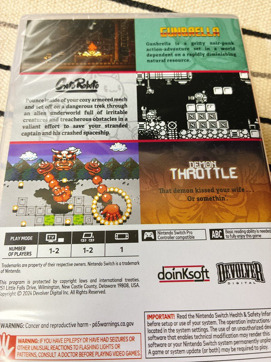 PSfuu_games's tweet image. bitgamesさんから届いてた！
doinksoft collection！
Demon Throttleは今のところDL版も出てなくてパッケージのみらしい！