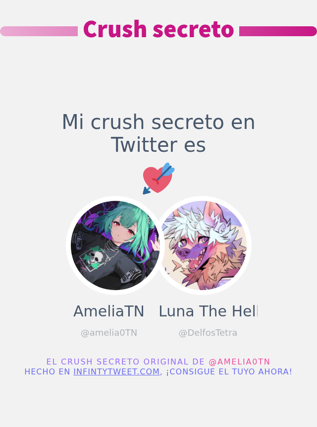 Mi crush secreto en Twitter es <a href="/DelfosTetra/">Luna 🏳️‍⚧️</a>

➡️ infintytweet.me/secret-crush?l…