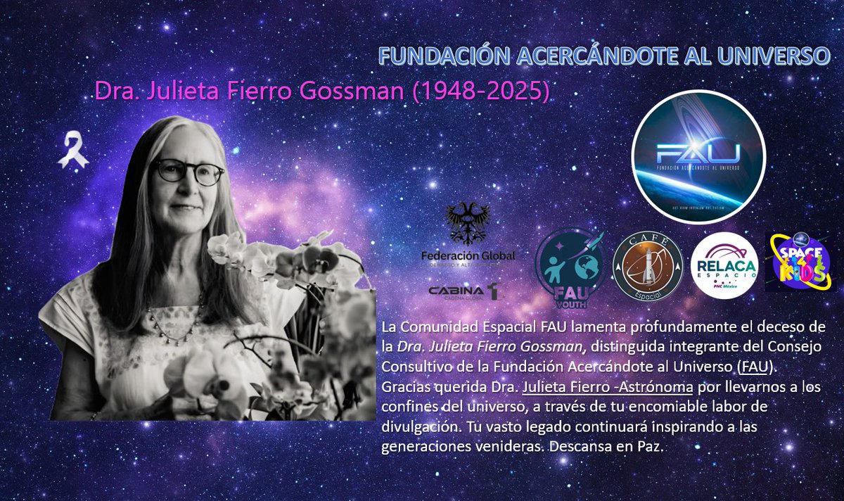 Hasta siempre querida Dra. Julieta <a href="/FierroGossman/">Julieta Fierro Gossman</a>  -Astrónoma Siempre te recordaremos con mucho cariño, respeto y admiración. Descansa en Paz🙏
<a href="/CafeEspacialSer/">Café Espacial Series® 🚀</a> <a href="/FerminRV/">Fermín Romero Vázquez 🚀</a> <a href="/ci_consultoria/">Consultoria Internacional ® 🚀</a>