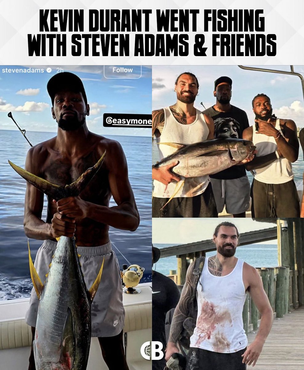Kevin Durant went fishing with Steven Adams &amp; friends on Friday 🎣

OKC Thunder brothers for life &amp; new Rockets teammates! ⚡️