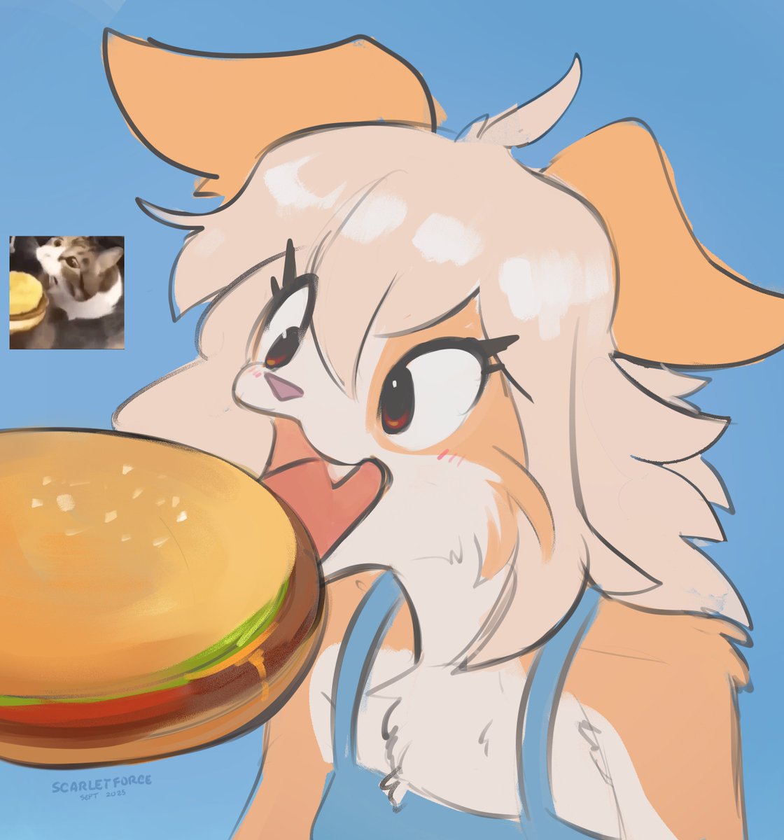 offering some borgar for a cute doggo (I love this cat borgar gif so I wanted to draw it here lol)