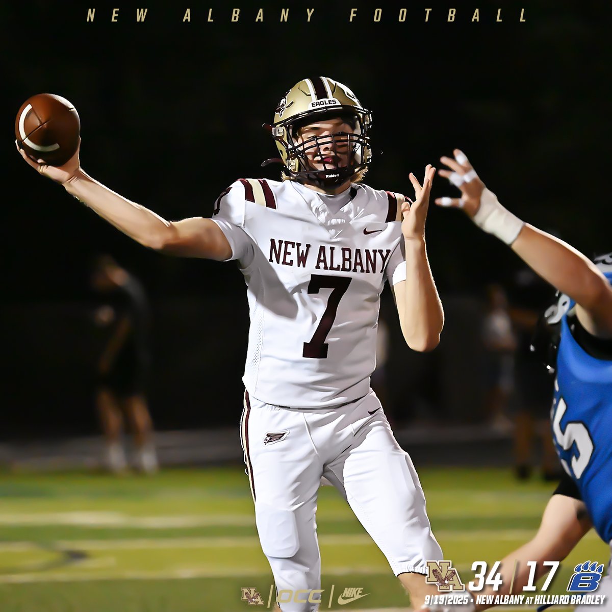 New Albany Football (@newalbanyfb) on Twitter photo The Eagles traveled to Hilliard Bradley and came away with the 34-17 victory! The Eagles traveled to Hilliard Bradley and came away with the 34-17 victory!