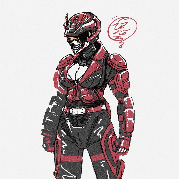 知り合いのマイヤーさんに「オレっぽいデザインのヒーロースーツ描いてくれよ」って言われて描いてみたら「どっちかっつーと怪人寄りのデザインじゃねぇか」って言われたヤツです。 