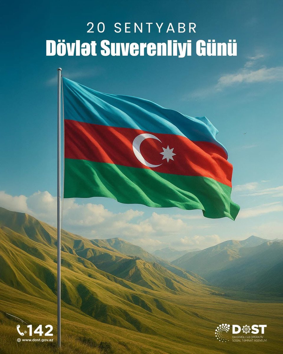 2 il öncə Ali Baş Komandan İlham Əliyevin rəhbərliyi ilə ordumuzun keçirdiyi 23 saatlıq antiterror əməliyyatı nəticəsində əldə olunan qələbənin nəticəsidir ki, bu gün üçrəngli bayrağımız suverenliyimizin bərqərar olduğu bütün ölkə ərazisində əzəmətlə dalğalanır. 🇦🇿