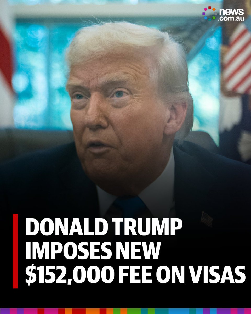newscomauHQ's tweet image. Donald Trump has slapped a $150,000 AUD fee on applications for one visa type in a move that might result in an exodus from the US. Full story: bit.ly/3W4kQAB