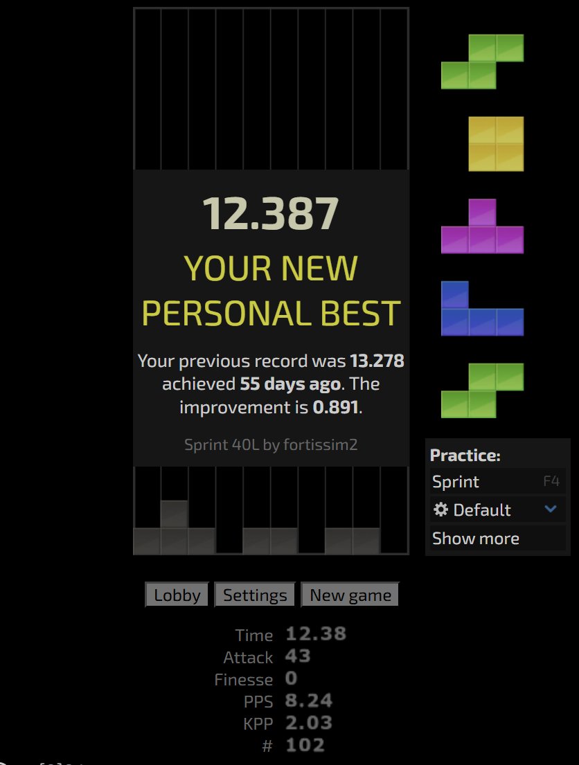 sillyshark321's tweet image. Sprint World Record.
12.387 seconds.

gapped WestL by 1.043s

jstris.jezevec10.com/replay/99412906
