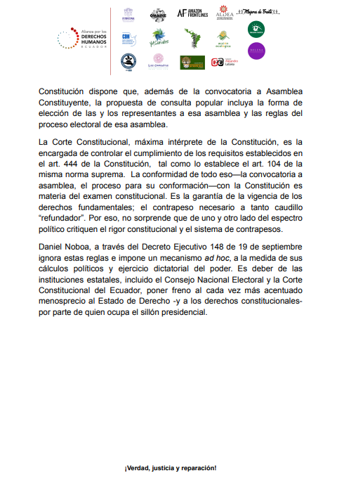 🇪🇨 El <a href="/cnegobec/">cnegobec</a>  y la <a href="/CorteConstEcu/">Corte Constitucional</a>  deben actuar para evitar que <a href="/DanielNoboaOk/">Daniel Noboa Azin</a> , una vez más, menosprecie e incumpla las reglas básicas del Estado de Derecho.

<a href="/CIDH/">CIDH - IACHR</a> 
<a href="/volker_turk/">Volker Türk</a> 
<a href="/OEA_oficial/">OEA</a> 
<a href="/AmnistiaOnline/">Amnistía Internacional Américas</a> 
<a href="/hrw_espanol/">Human Rights Watch</a> 
<a href="/ONUecuador/">La ONU en Ecuador</a> 
<a href="/UEenEcuador/">UE en Ecuador 🇪🇺</a>
