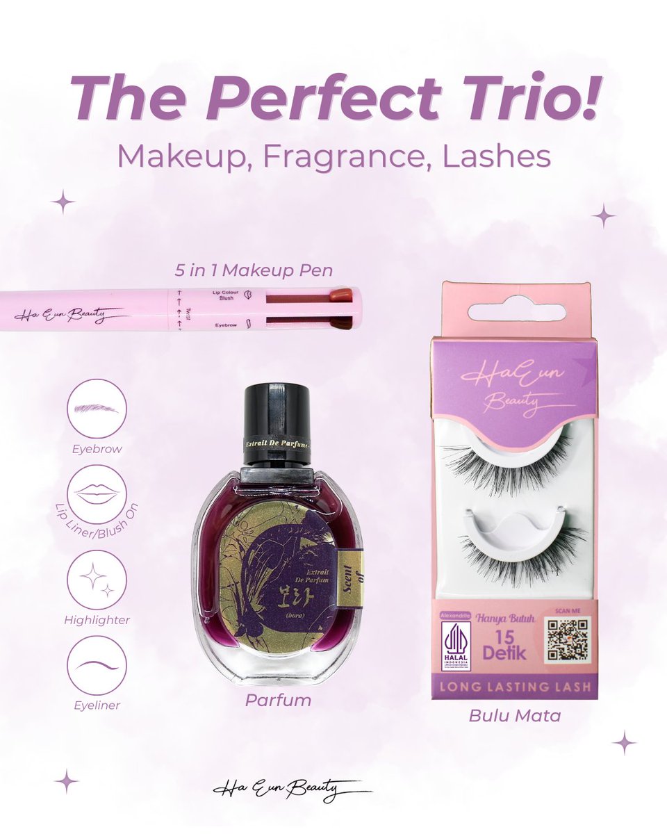 Ha_Eun_Beauty's tweet photo. The trio you didnβt know you NEED ππ
Ha Eun Beauty brings you the ultimate combo:
π Makeup pen (5-in-1)
πΈ Korean fragrance series
π Instant stick lashes
π Thatβs Perfect Trio!
#haeunbeauty #parfum #bulumata #makeuppenΒ #theperfecttrio https://t.co/QIbUpQKbTF