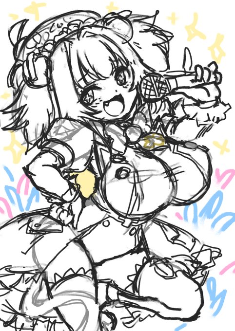 進捗状況:ラフ
skebのご依頼でボンバーガールズのパインちゃんを描かせていただいています
元気いっぱい生意気感が出せるよう今回も楽しく頑張ります! 