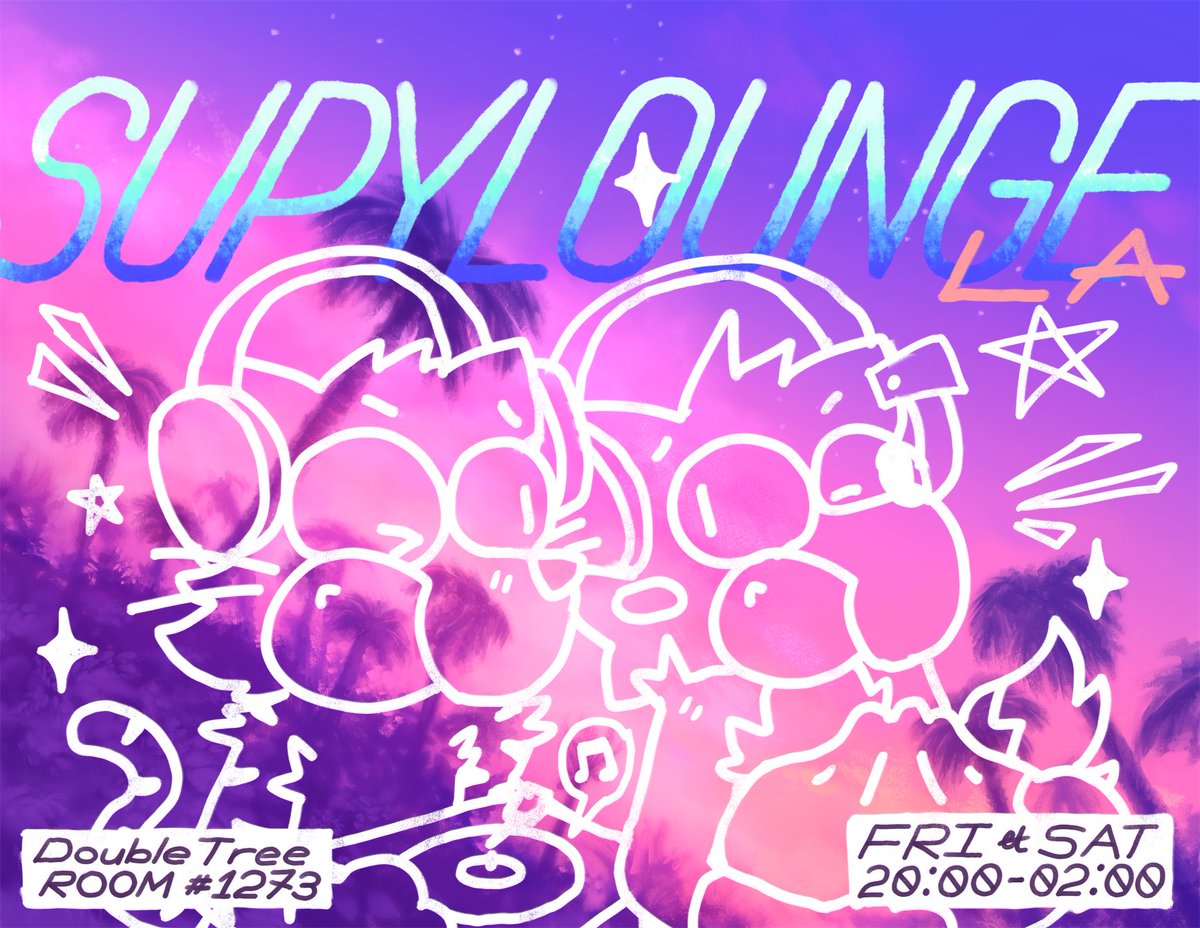 ‣‣ 𝙎𝙐𝙋𝙔𝙇𝙊𝙐𝙉𝙂𝙀 ‣‣
is now OPEN =)))

#anotherfurrycon
DoubleTree Room #1273

⏰ [FRI] [SAT] 20:00 - 02:00

- - - - -

20:30 - 22:00 - ♫ Yatchi
22:00 - 23:00 - ♫ Lizzy &amp; Geist (passengerprincess)
23:00 - 00:00 - ♫ Lotie (Al)
00:00 - 02:00 - ♫ Kale