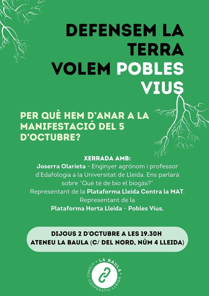LoCritPonent's tweet image. Dijous Joserra Olrieta parlarà de perquè anar a la manifestació del cinc en defensa dels pobles vius i els macroprojectes. 
Dissabte estarà amb nosaltres a la fira debatint sobre el sector primari.
Diumenge tothom a la manifestació per la defensa del territori.