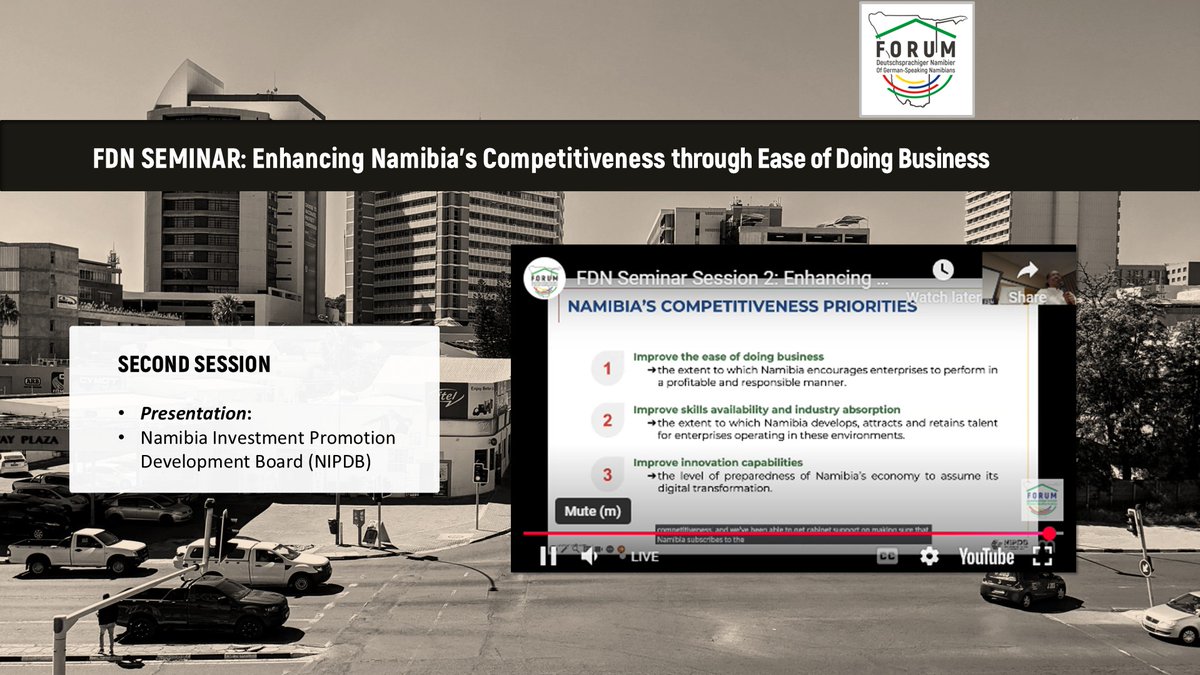 🚨 NOW LIVE: Session 2 at the FDN Seminar — Presentation by the Namibia Investment Promotion Development Board <a href="/NIPDB/">Namibia Investment Promotion & Development Board</a>.  Register for Zoom participation free - open until 13:00 bit.ly/FDN_Business_S…