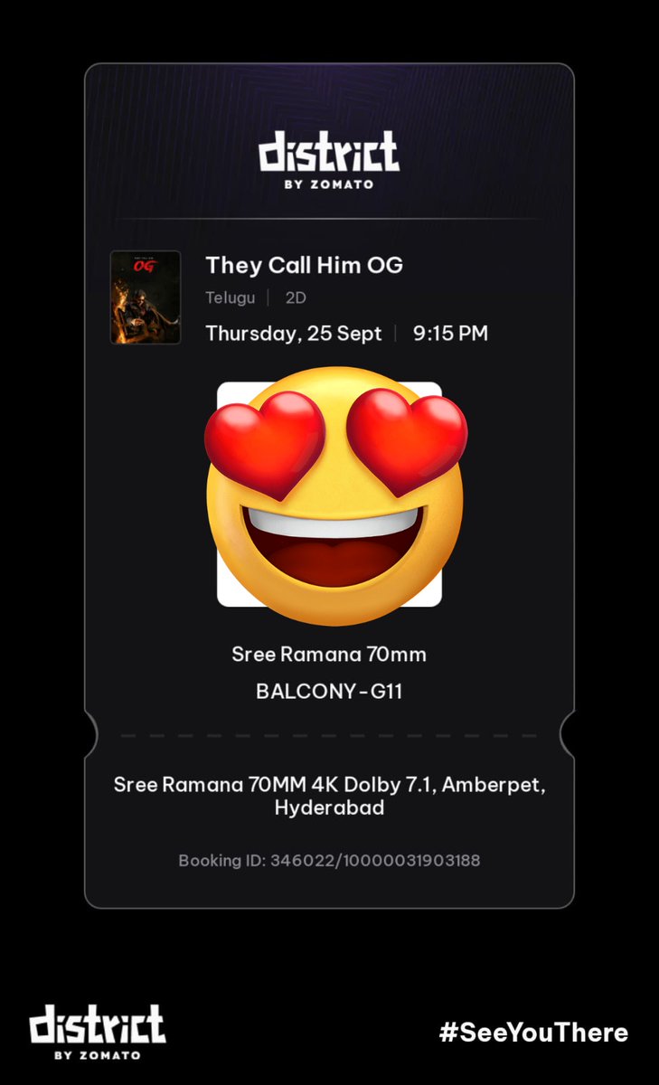 NBalupari's tweet photo. #OGonSept25 #OGBookings #OG #OGFirstTicketAuction 
Sree Ramana,Amberpet, one ticket available if any one interested ping me https://t.co/kbZHrb9pLc