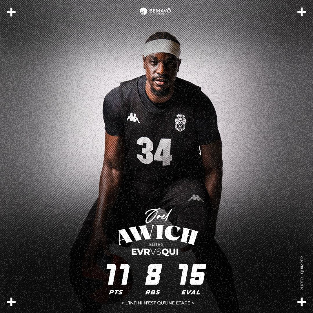 Belle prestation de notre soldat Joel Awich (<a href="/Awich25/">Yung Leez</a>) avec 1️⃣1️⃣pts, 8️⃣ rebonds et 1️⃣5️⃣ d'évaluation 💪🏾 avec <a href="/BeliersdeKemper/">Béliers de Kemper 🐏</a> qui s'impose face à Evreux pour la 1ère journée d'Elite 2
#Elite2 #SoldatDeLinfini #BemavoArmy