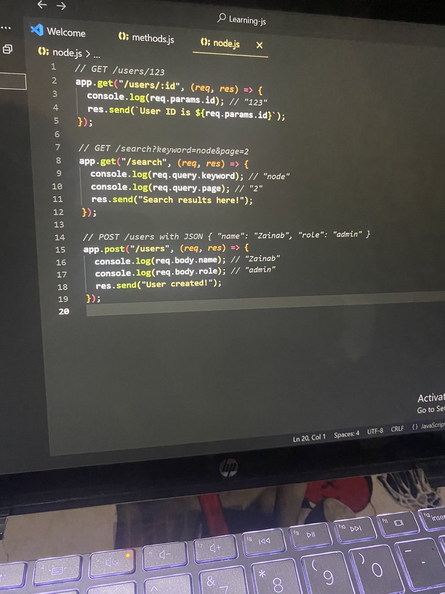zaynab_eth's tweet image. In Express, req.params, req.query, and req.body look similar but work very differently ๐
๐น req.params โ values from the URL path
๐น req.query โ values from the query string
๐น req.body โ data sent in POST/PUT requests
Took me a while to really get this right ๐
#Nodejs