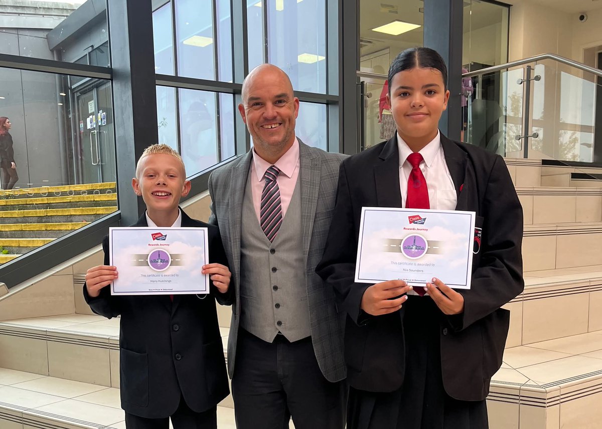 Wow, check out our first 100 positive points Amethyst winners! Nia and Harry, both in Year 7, earned 100 points in just 10 days! Amazing job! 🤩 #rewards #proud #kind #determined