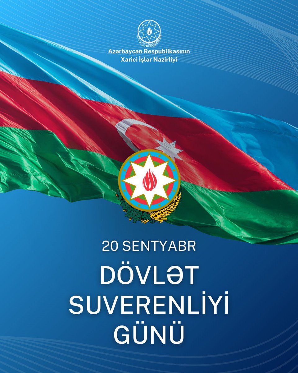 Declaração por ocasião do 20 de setembro – Dia da Soberania Estatal da República do Azerbaijão.
mfa.gov.az/az/news/no37425