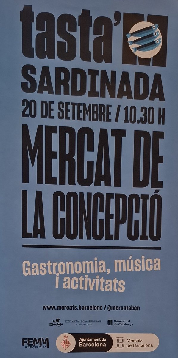 msendra2's tweet image. TASTA'M avui sardines i activitats al mercat de la Concepció. A 3 quarts d'11 ja hi havia força gent menjant-les! bcn_eixample