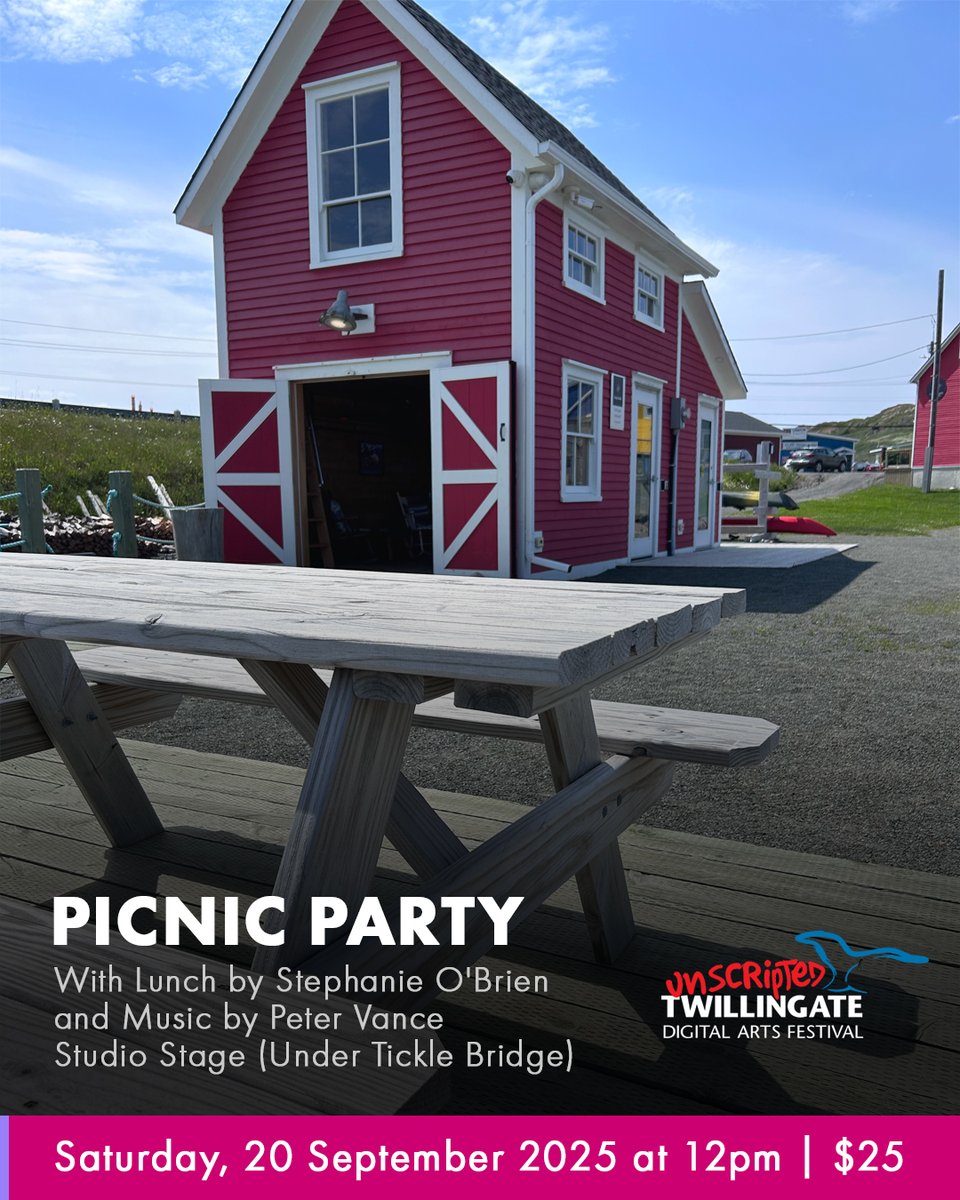 UnscriptedF's tweet image. Saturday, Sept 20 ✨

📍 Pied Pirate Walk, Blue Barrell Cafe @ 10AM
📍 Picnic Party, Studio Stage, Under Tickle Bridge @ 12PM
📍 3D Printing Workshop, Lions Club @ 2PM
📍 Saturday Soirée, Captains Pub @ 8PM - tix also avail at the door

🎟️ bit.ly/3VC4cYS

#Unscripted2025